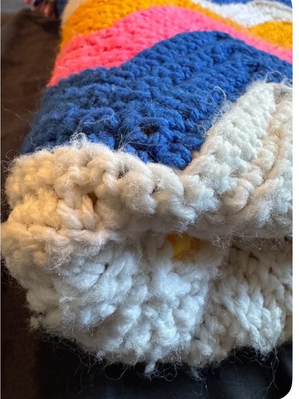 Vintage chevron Afghan crochet blanket throw zigzag retro groovy